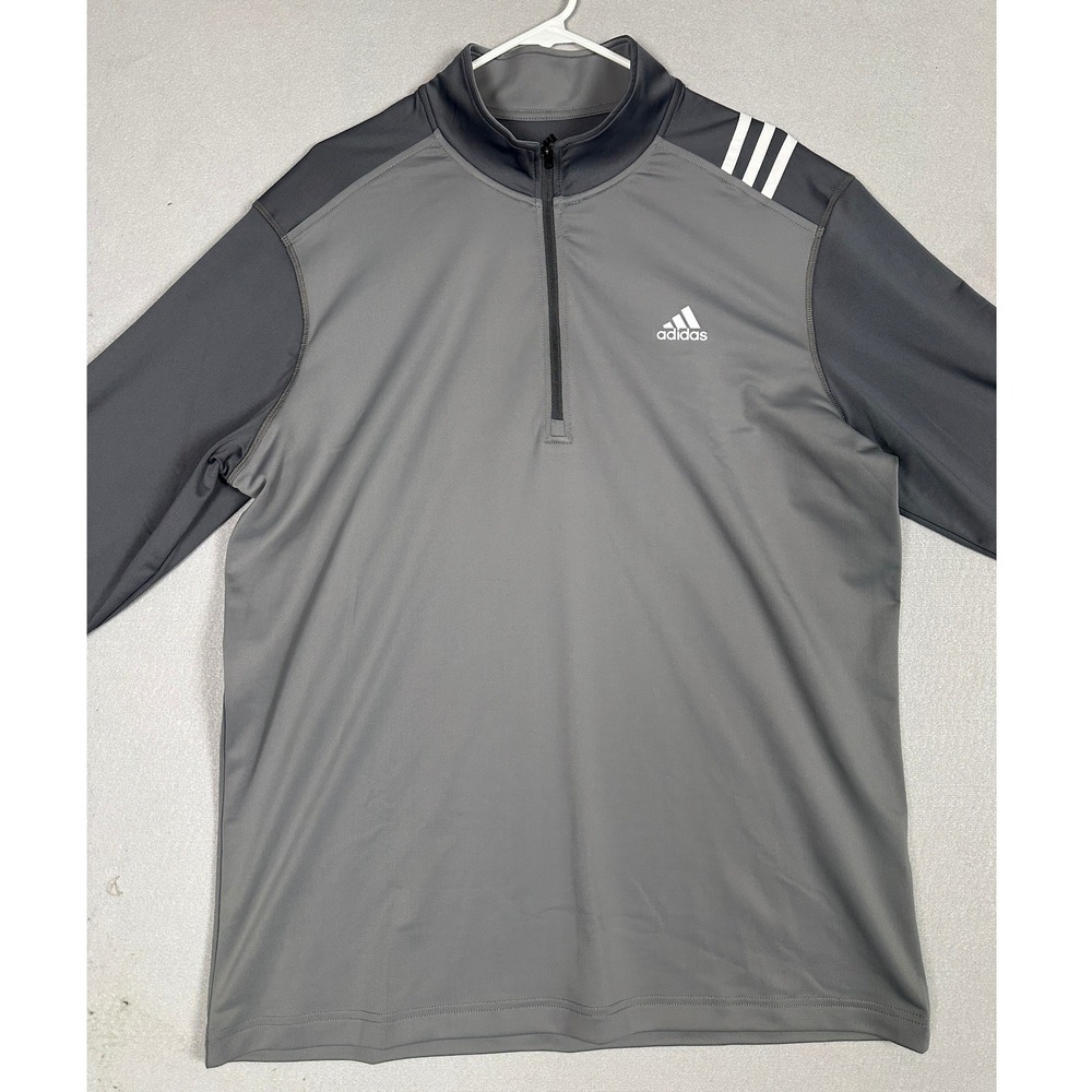 Adidas Golf Jacket Mens Large Quarter-Zip Grey Colorblock Pullover Athletic EUC